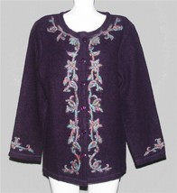 Coldwater Creek Mohair Blend Embroidered Flowers Wool Coatagin Jacket Wm&#39;s XL - £31.65 GBP