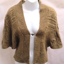 Calvin Klein Jeans S Cardigan Shrug Bolero Mustard Brown Shawl Collar Sweater - £13.26 GBP