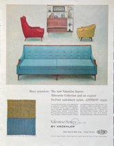 1963 Kroehler Vintage Print Ad New Valentine Seaver Silouhette Collection - $14.45