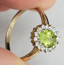 sterling silver &amp; peridot ring size 7 925 gold over sterling ESTATE SALE - $49.03 CAD