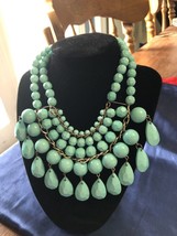 Vintage Lucite/ Acrylic Turquoise Colored Bib Statement Necklace Good Condition - £12.17 GBP