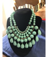 Vintage Lucite/ Acrylic Turquoise Colored Bib Statement Necklace Good Co... - £12.13 GBP