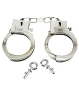 6 PAIR BULK LOT ELECTROPLATED SHINEY SILVER PLASTIC HANDCUFFS toy with k... - $125.89 MXN