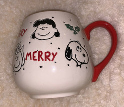 Peanuts SNOOPY LUCY SALLY Christmas Mug 20oz Cup NEW 4” &quot;Merry&quot; - £12.58 GBP