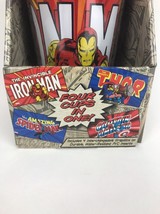 4 Marvel Comics Cups In One! Tall Plastic Drinking Cup W Straw - Rare Item ICUP - £11.20 GBP