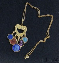 Vermeil Heart Pendant w 5 Vintage Rare Religious Medals Enameled on Both Sides - £149.48 GBP
