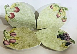 Vintage Set of 4 San Marco Nove Italian Shaped Leaf Plates Embossed Fruit - £47.46 GBP