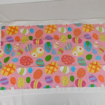 Easter Spring Kitchen Dish Towel Pink Background Eggs White Border 25&quot; x 15&quot; - £6.31 GBP