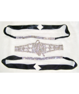 VINTAGE LOT OF 3-RIBBON w/RHINESTONE TIE NECKLACES+PANTHER BRACELET/CHOK... - $8.91