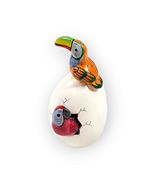 Hatched Egg Pottery Bird Orange Toucan Red Parrot Mexico Hand Painted Si... - £11.61 GBP
