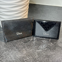 Rare Dior Pocket Mirror Compact with Satin Pouch Black Patent Leather Trim - $49.95