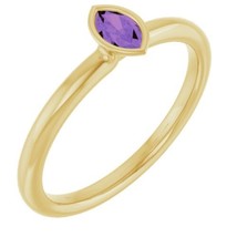 14K Yellow Gold Natural Amethyst Stackable Ring - £323.93 GBP