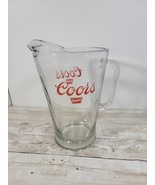 Vintage Coors Premium Banquet Beer Glass Pitcher Bar Clear Red Heavy 9&quot; ... - $11.95