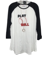 NWT LuLaRoe S White Red Black Baseball “Play Ball” Graphic Randy Basebal... - $39.60