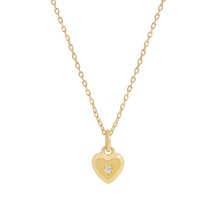 Fine jewelry 925 sterling silver gold vermeil small heart with tiny cubic jewelr - £23.25 GBP