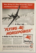 1944 Print Ad Mobilgas Flying Horsepower WW2 US Navy Fighter Airplanes Socony - £15.09 GBP