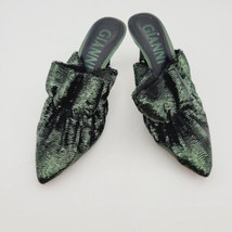 Gianni Bini Women’s Dark Green Ruffle Sequin Mules Rossallio Shoes Size 5.5 M - £22.41 GBP