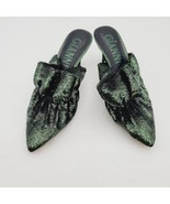 Gianni Bini Women’s Dark Green Ruffle Sequin Mules Rossallio Shoes Size ... - £22.46 GBP