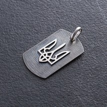 Pendant Ukrainian Trident Tryzub Ukraine Necklace Jewelry Silver Кулон Тризуб - £117.55 GBP