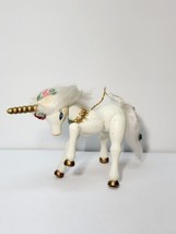 1982 Kurt Adler Painted Wood Unicorn Ornament Sitting Gold Horn 4" Christmas - $22.77