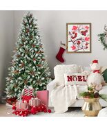 9FT Snow-Dusted Christmas Tree, Berries, Cones, PE+PVC, Easy Setup - $373.99