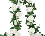 Artificial Floral Garland with White Rose, 3Pcs 19.5Ft Fake Vines Silk F... - £21.12 GBP