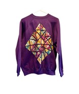 Vintage Crewneck Sweatshirt Women’s Purple Abstract Hanes Her Way Size XL - £17.26 GBP