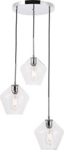 Pendant Lamp GENE 3-Light Chrome Clear Glass Wire Iron Medium E26 40W - £311.91 GBP