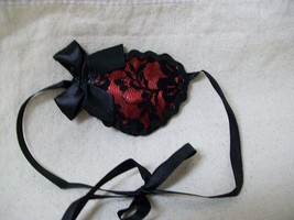 Fancy Red Black Lace Pirate Eyepatch Swashbuckler Victorian Queen Fetish Fantasy - £6.69 GBP