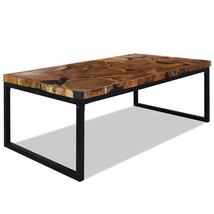 Coffee Table Teak Resin 110x60x40 cm Black and Brown - £146.19 GBP