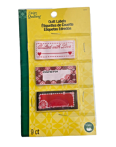 Dritz Quilt Labels Set Of 7 with 3 Designs Red and White Partial Box - £7.78 GBP