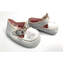 Faded Glory Girls Infant Baby Size 1 Faux Leather Shoes Mary Jane White Flat Sho - £3.88 GBP