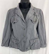 Ann Taylor Loft Women&#39;s Size Small Gray Crop Denim Jacket Blazer - $13.29