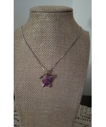 Turtle Pendant Necklace ~ Turtle Design ~  Silver Hardware ~ Purple Opal... - $28.05 CAD