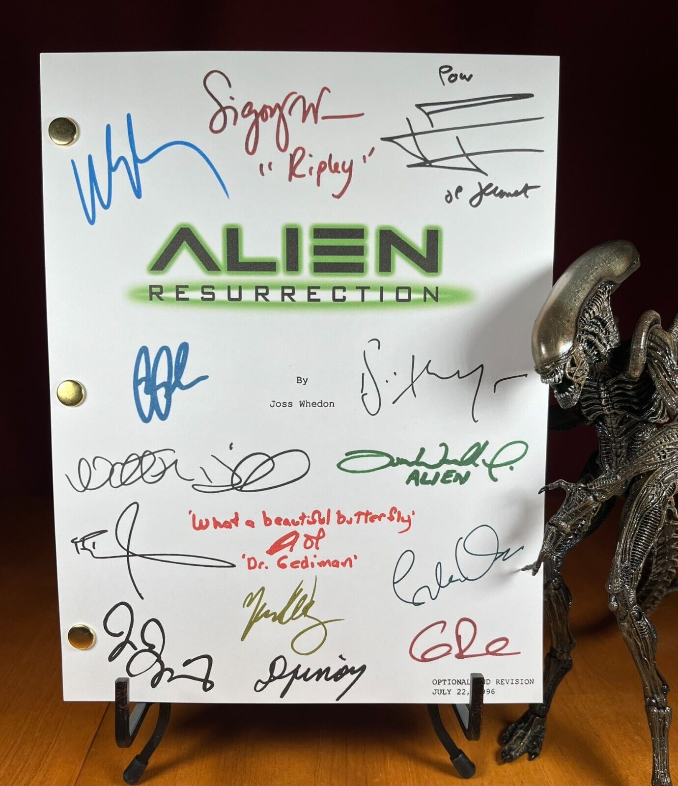 Alien Resurrection Script Signed- Autograph Reprints- Sigourney Weaver- ... - $24.99