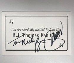 B. J. Thomas (d. 2021) Signed Autographed Fan Club Card - £15.45 GBP