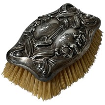 Antique Art Nouveau Sterling Silver Hair Brush High Relief Floral 1717 R... - $75.00