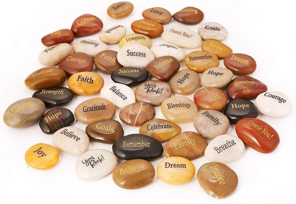 Durable Engraved Healing Stones - 50PCS Motivational Rocks for Gratitude & Faith Item image 5