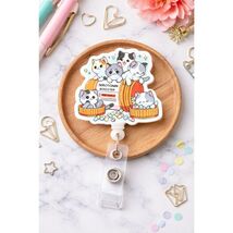 Cute Cat Serotonin Booster Badge Reel Nurse ID Holder Funny Mental Healt... - $9.85