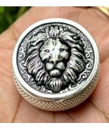 999 Silver Handmade Trinket Kajal Casket Jewelry Hinged Box, Lion 3.5 cm... - $59.75