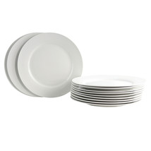 Gibson Home Noble Court 10.5&quot; Dinner Plate Set in White Set of 12 - $62.72