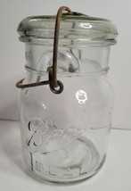Antique 1900-1923 Ball Ideal Pint Mason Jar Clear Glass No. 3 with Wire Bale - £11.99 GBP