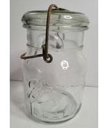 Antique 1900-1923 Ball Ideal Pint Mason Jar Clear Glass No. 3 with Wire ... - £11.79 GBP