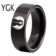 YGK Trendy Tungsten Carbide Black Star Wars Jedi Logo Themed Ring - Unisex - £31.45 GBP