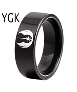 YGK Trendy Tungsten Carbide Black Star Wars Jedi Logo Themed Ring - Unisex - £31.96 GBP