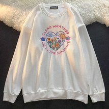Cute Girl College Style Heart-shaped Embroidered Hundred Towers Sweatshirt Haraj - £71.59 GBP