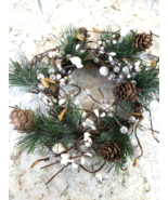 Rustic White Pip Berry Bells Candle Ring 5&quot; Opening Pillar Jar Setting a... - $20.37 CAD