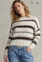 NWT Polo Ralph Lauren Linen Jacquard Pullover Sweater Size Large  - £97.15 GBP