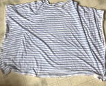 J JILL Linen Knit Fringed Poncho Striped Coverup M/L Pale Blue White  - $48.38