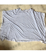 J JILL Linen Knit Fringed Poncho Striped Coverup M/L Pale Blue White  - £38.33 GBP